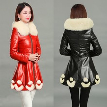 中老年皮皮羽绒棉衣女中长款妈妈冬加厚皮草大码皮衣外套