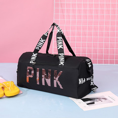 2023 New Fitness Bag Shoes Storage Wet and Dry Separation Bag Sports Travel Bag Sparkling Pink Letter Single Shoulder Crossbody Bag
