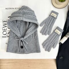 バラクラファー帽子秋冬韓国版洋気ニット帽子保温首カバー包頭毛糸手袋二点セット女性