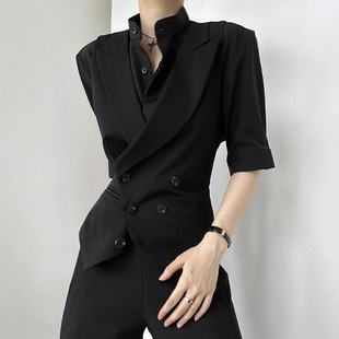Men's and Women's Casual Suit Barge Collar Business Vest British Style High-Level Gun Barge Collar Slim-Fit Vest Vest Jacket