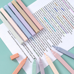 Qingyan sweet salt highlighter set double-ended light color marker pen student marking pen