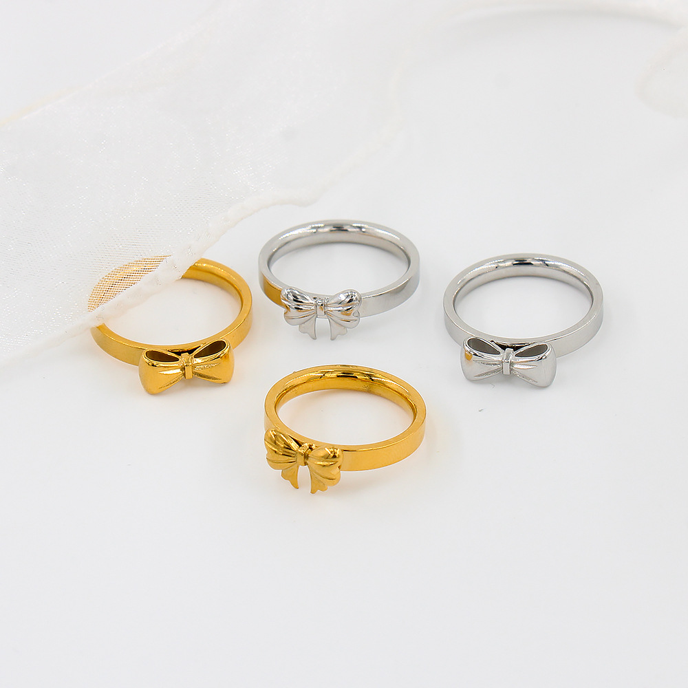 Fashion Bow Knot Stainless Steel Plating Rings 1 Piece