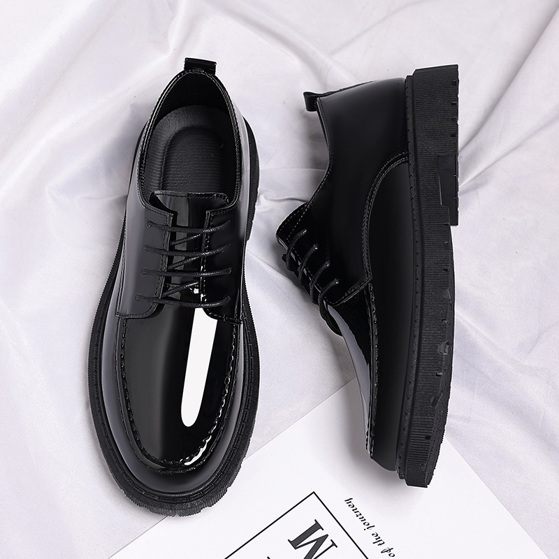 2025 New Cross-Border Mirror Men's Shoes Business Casual British Leather Shoes Men's Loafers Invisible Suit Height Increasing Shoes
