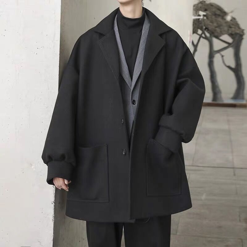 INS trench coat hombres abrigo de longitud media Otoño e Invierno estudiantes estilo coreano suelta moda guapo ropa de otoño hombres image 3