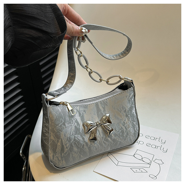 Borsa a spalla elegante con fiocco e catena per donna alla moda_voghion.com