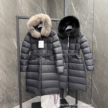 2025冬季新款中长款女士狐狸大毛领连帽羽绒服保暖显瘦收腰外套