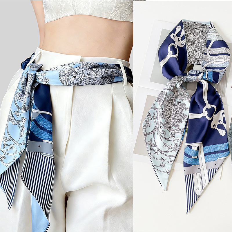 Light Luxury Fashion Faux Silk High-End Silk Scarf, Long Silk Scarf for Women, Belt Accessory, Matching Silk Scarf for Women's Shirts, Wholesale