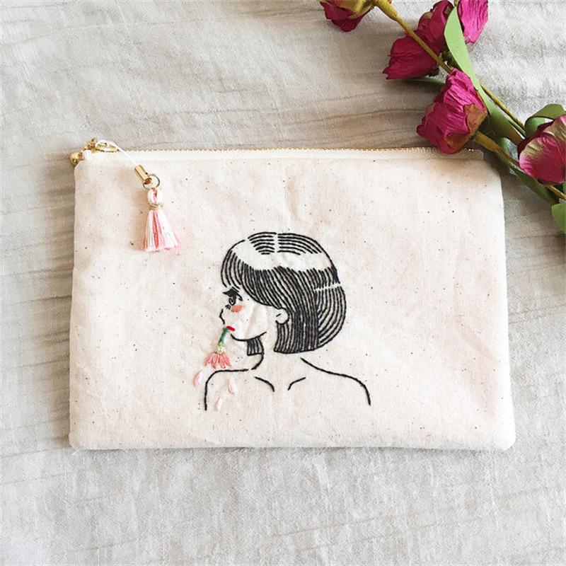 个性小清新棉布收纳包 小熊古董硬币收藏包钥匙挂 姨妈巾收纳袋