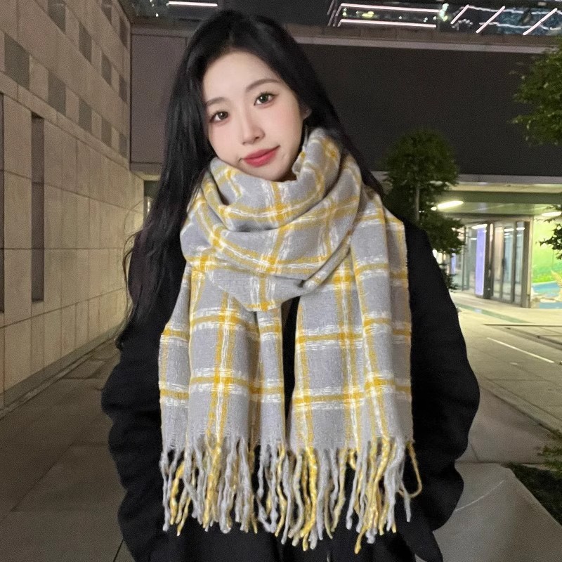 Invierno nuevo bufandas a cuadros de cachemira suave pegajosa flange collar retro grueso calentamiento al por mayor
