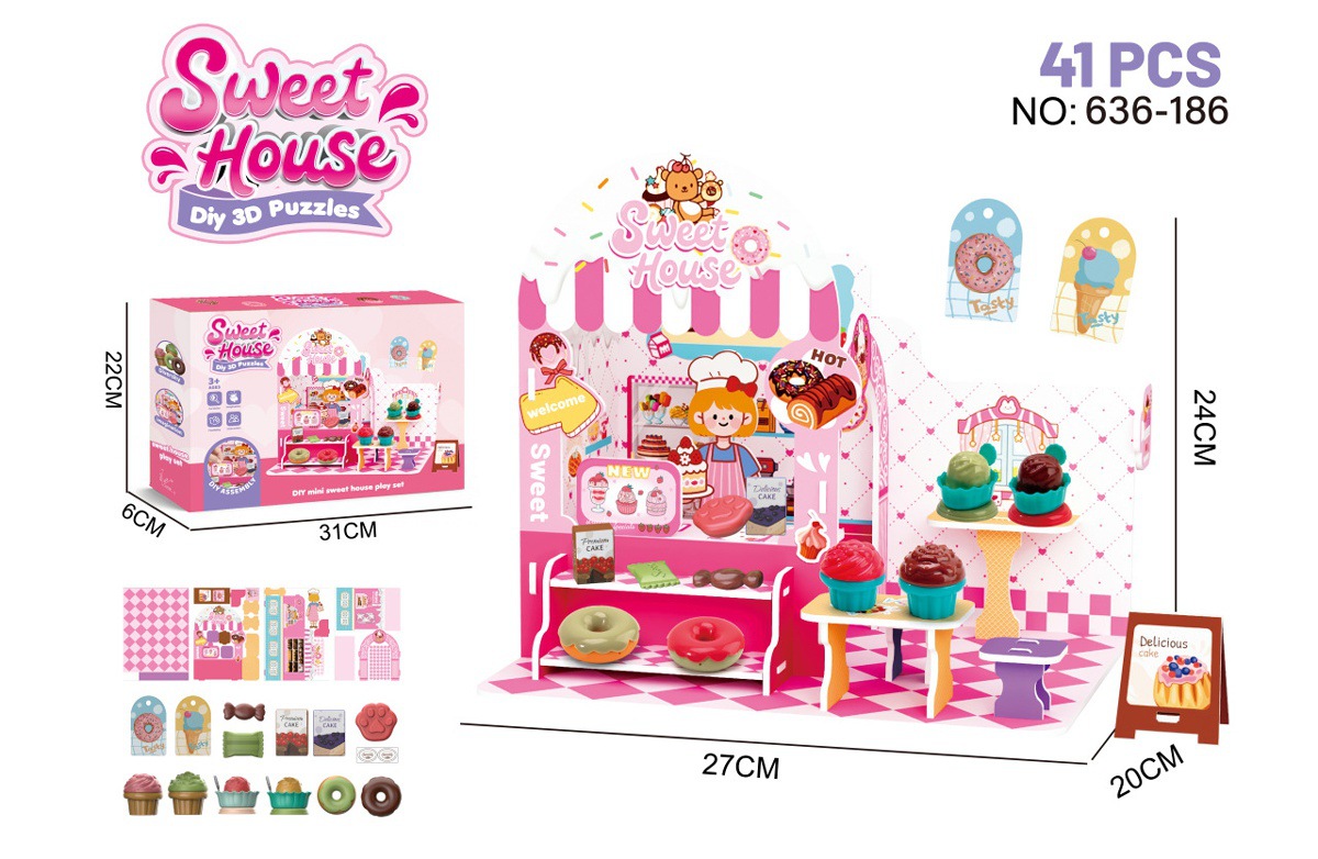 Comercio exterior infantil DIY puzzle 3D puzzle tridimensional supermercado hogar cocina médico puzzle modelo de juguete