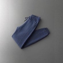 秋冬新款纯羊毛裤男松紧腰加厚耐磨长裤保暖休闲小脚裤子外穿