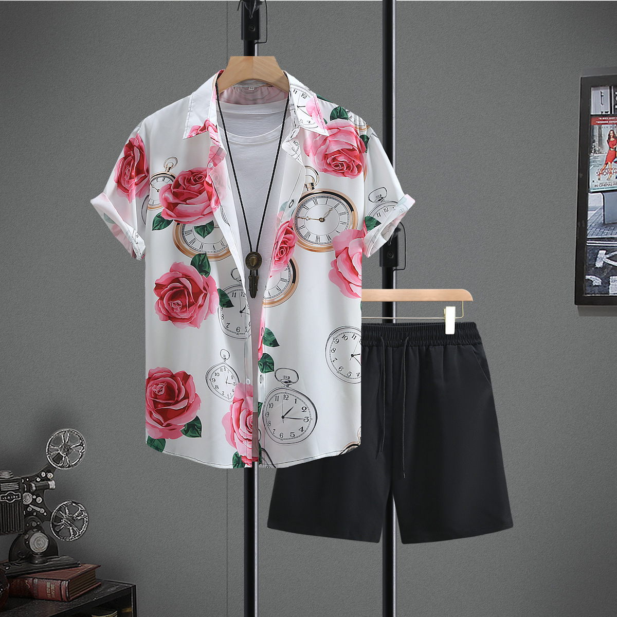 ZSY058 시계 로즈 블랙 바지 세트