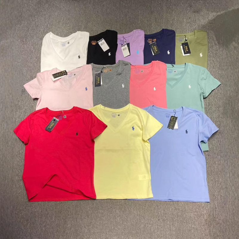 2026 Summer New Style Rl Ralph Lauren V-Neck Short-Sleeved T-Shirt with Pony Embroidery 2026 Summer New Style Rl Ralph Lauren V-Neck Short-Sleeved T-Shirt with Pony Embroidery