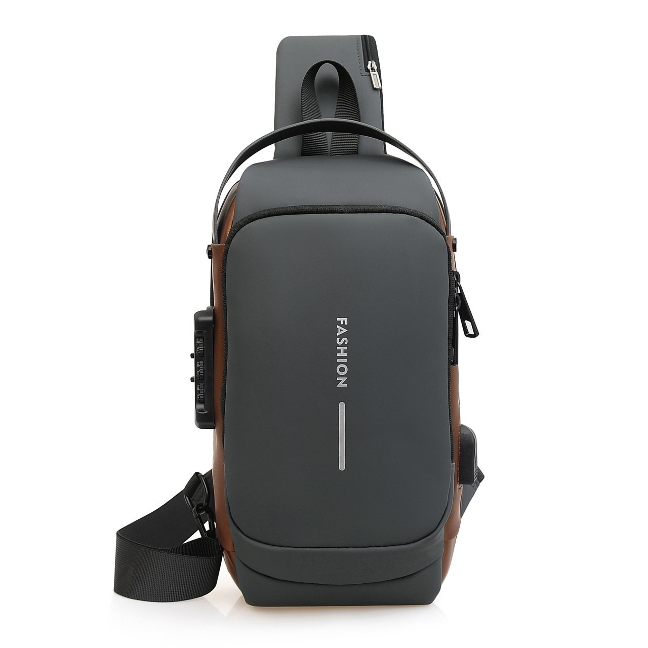 Bolso de cintura de hombre, bolso de pecho de hombre, bolso de bloqueo de contraseña de alto nivel, bolso de viaje al aire libre, bolso de hombre, bolso de carga USB