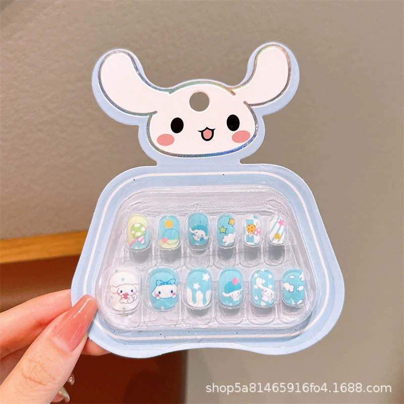 Sanrio, детские 3D-наклейки для ногтей, милые съемные мультяшные искусственные ногти
