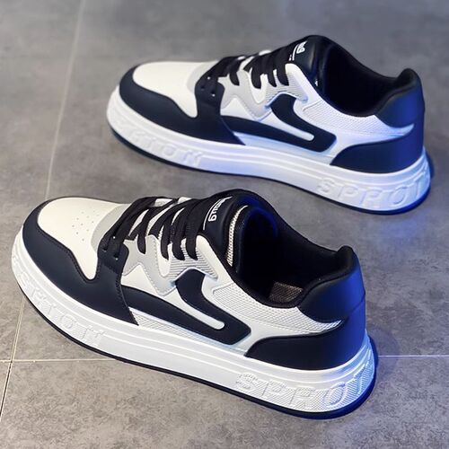 Men's Summer Shoes for Men, Mesh Breathable Male Board Shoes, Black and White, Versatile Casual Sports Leather Shoes for Men