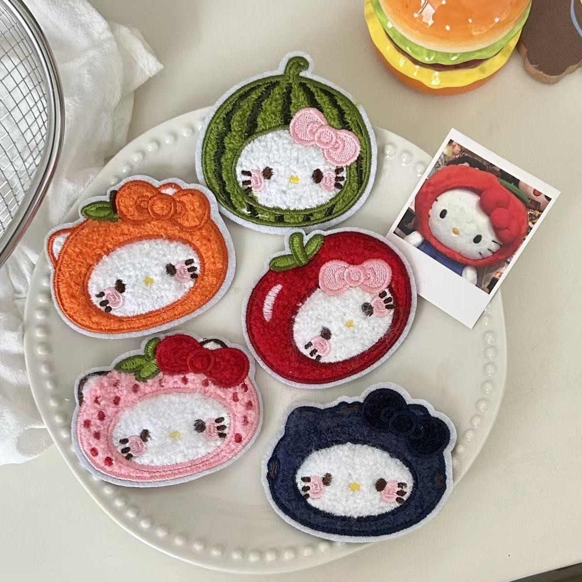 Cute fruit cat magic tape, sweet girly heart-shaped hair clip, bangs clip, traceless hairpin, children's hair clip
