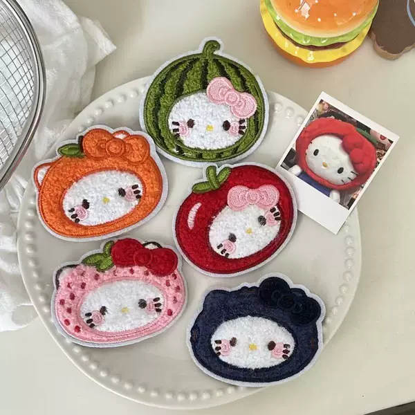 Cute fruit cat magic tape, sweet girly heart-shaped hair clip, bangs clip, traceless hairpin, children's hair clip