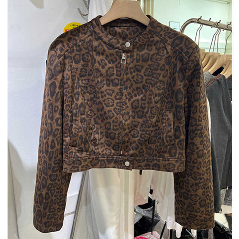 春季2025新款女装法式名媛垫肩高级感超好看赫本风短款豹纹外套女