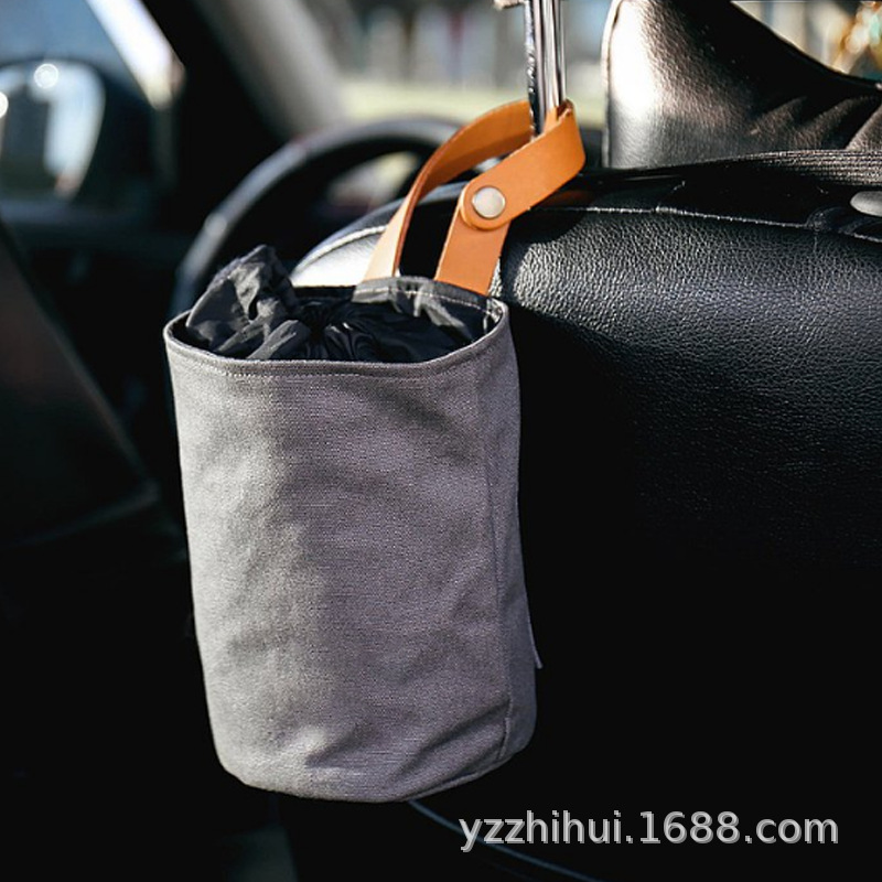 日韩帆布垃圾收纳袋 可挂式车载后座垃圾桶 便携式可折叠垃圾袋
