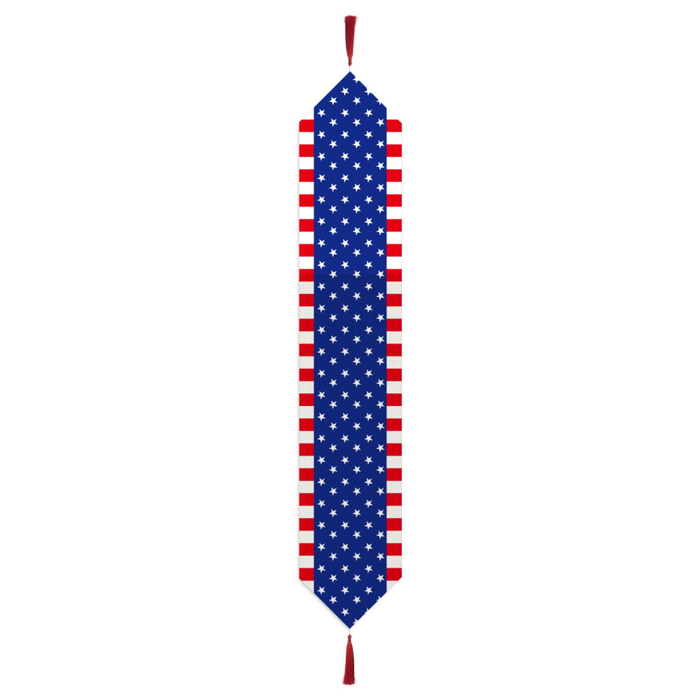 Nueva Bandera de mesa impresa del día de la independencia transfronteriza, lino, hogar americano, estrellas, rayas creativas, decoración de mesa de mantel