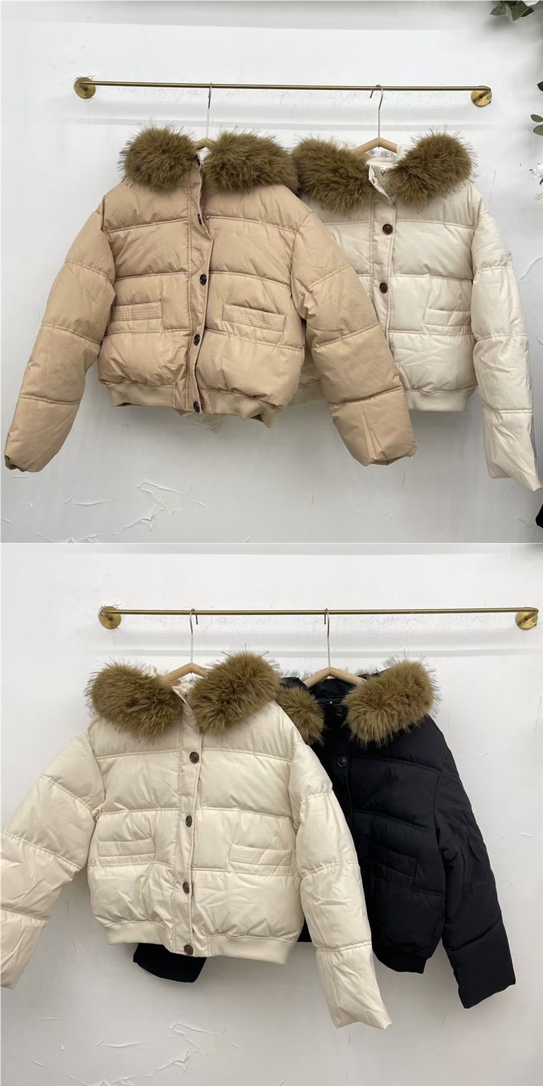 Short Jacket With Large Fur Collar Women, Winter New Design, Thickened Down Cotton Coat For Petite Figures_voghion.com