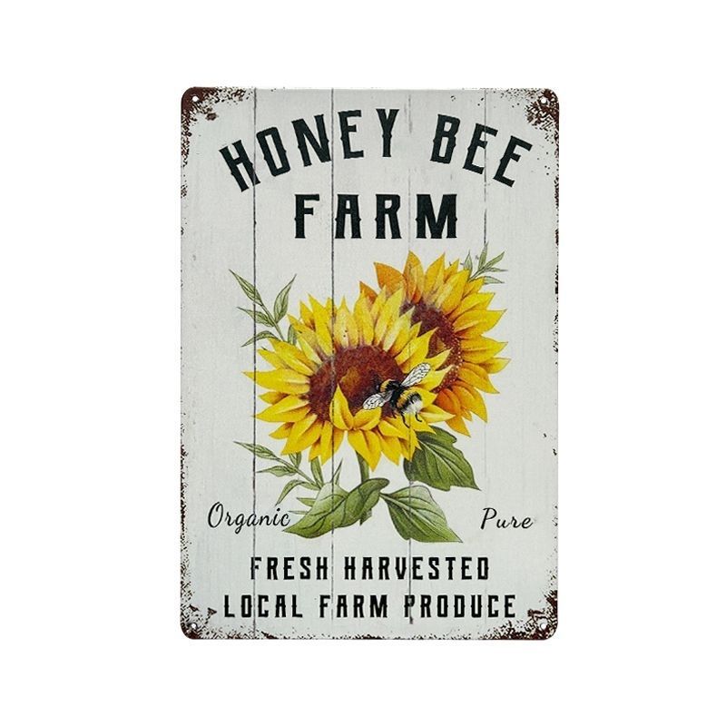 Pintura de hojalata pastoral Flor antigua retro Arte de hierro Pintura colgante pequeña Jardín al aire libre Balcón Decoración de pared Colgante transfronterizo