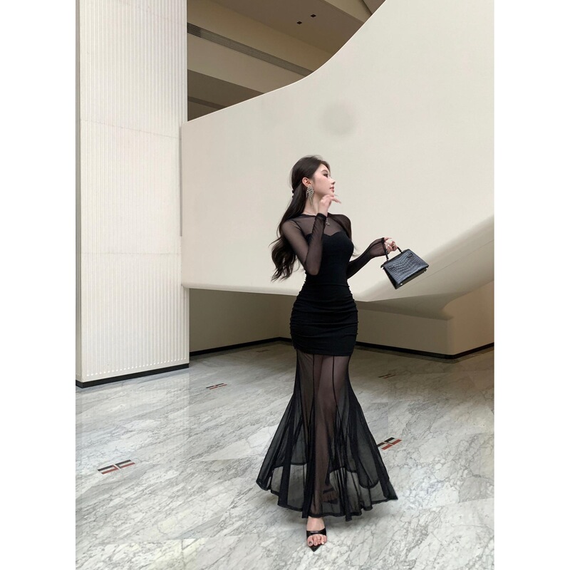The Dress of a Socialite with a Variety of Charming Styles, Sexy Mesh Fishtail Dress, Unique and Beautiful Long Dress for Hot Girls in Spring