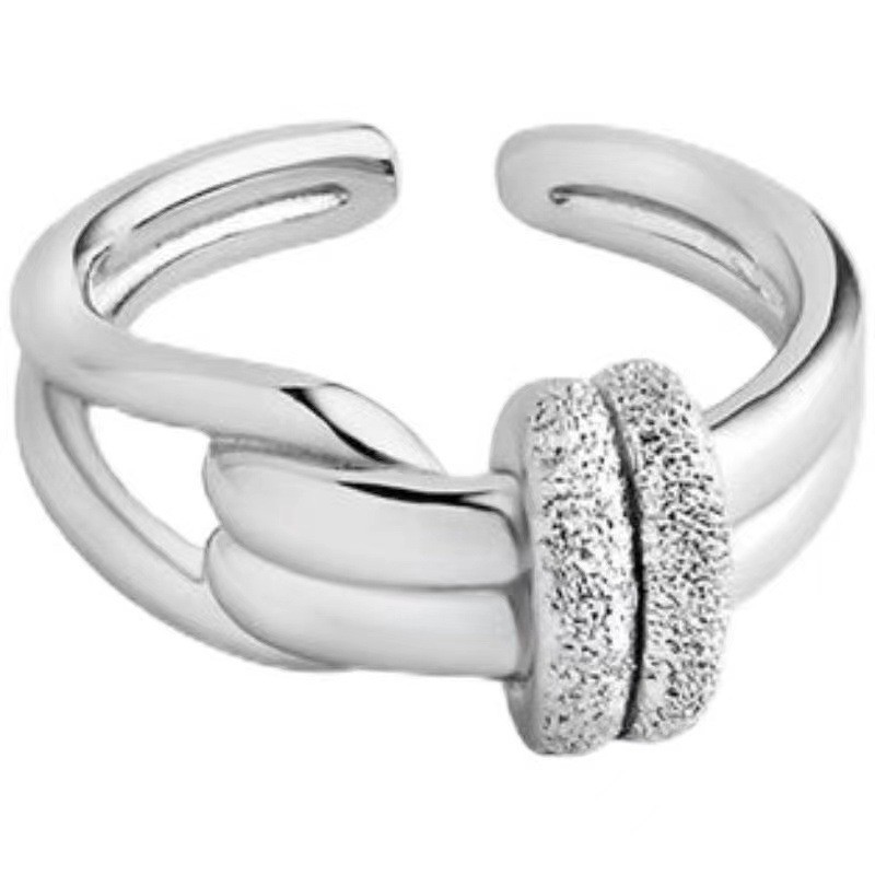 Designer Ring Damen Doppellagig Sandgestrahltes Design_voghion.com