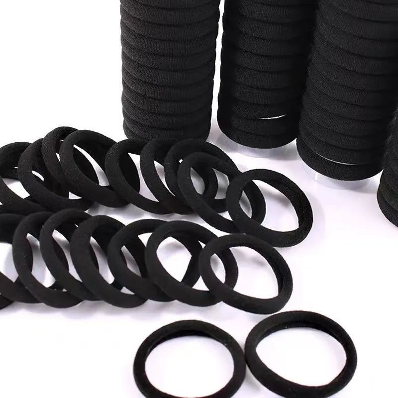Black ponytail, high elastic hair rope, durable case, rubber rings, Korean style, simple and elegant design