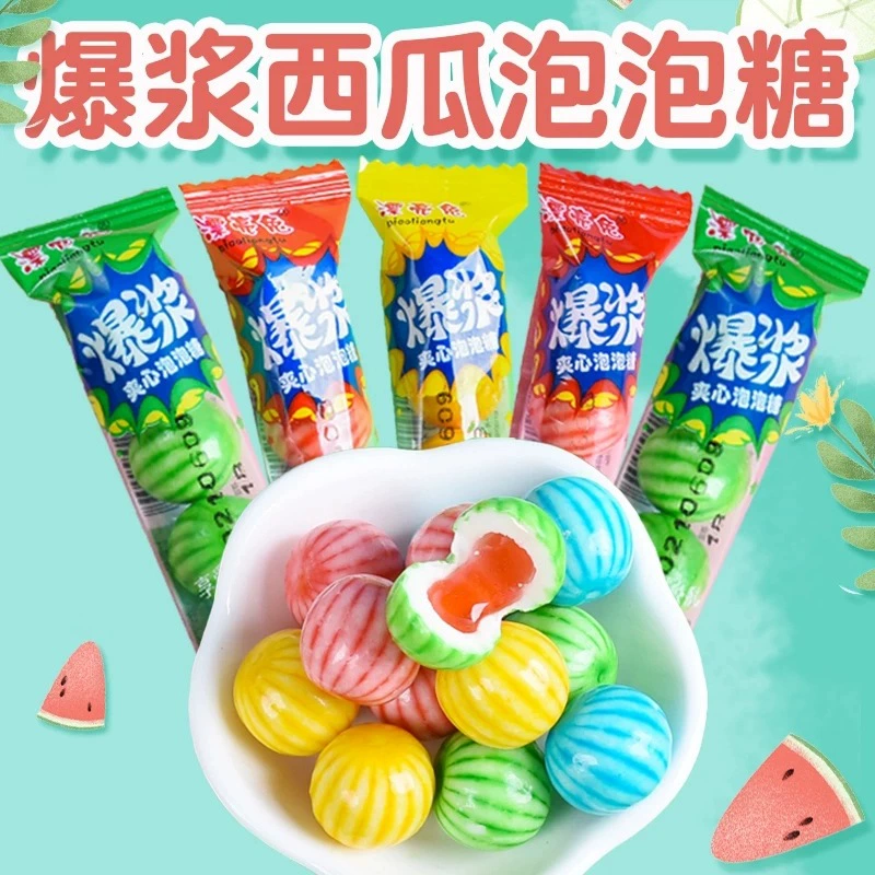Арбузная жевательная резинка Бочкообразная сетка Красная детская попсовая резинка детство после детства ностальгия закуски Снэк-магазин оптом