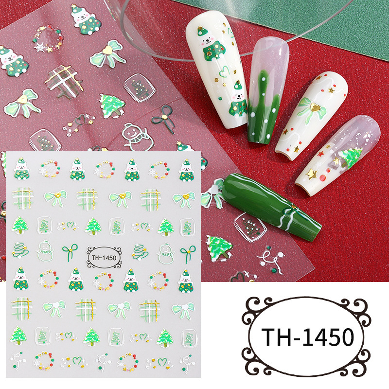 Zhengxiang 新しいインターネット有名人クリスマスネイルアートステッカー DIY ネイルアートデカールクロスボーダー雪だるまクリスマスツリー INS ネイルステッカー|undefined