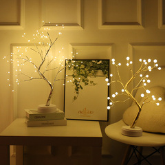 Cross-border new touch screen LED tree light decorative lamp 108 lights pearl bedroom study desk decoration night light