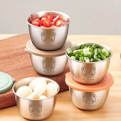 跨境迷你304不锈钢蘸料调味盒卡通小熊碟子带盖番茄酱沙拉酱汁杯