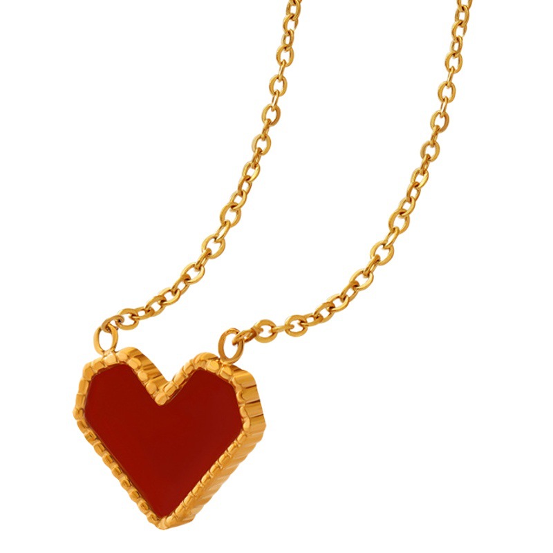 Francés ins luz estilo de lujo encantadora clavícula cadena collar de acero de titanio 18K chapado en oro retro melocotón corazón todo-juego accesorios joyería femenina