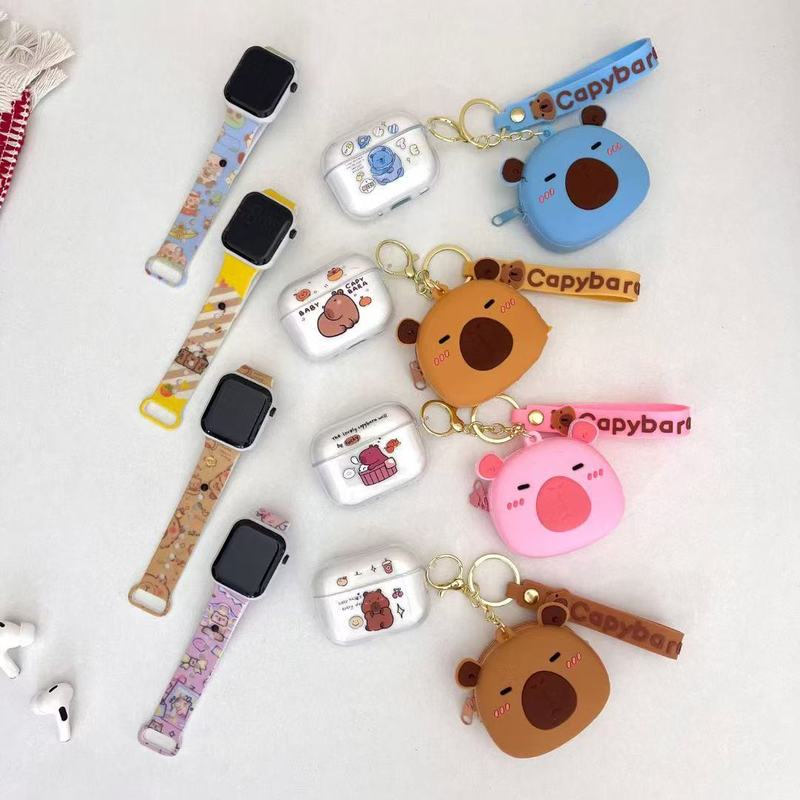 TWS06 クリエイティブでかわいい子供と学生の漫画 Capibala ワイヤレス インイヤー Bluetooth ヘッドセット ウォッチ セット付き|undefined