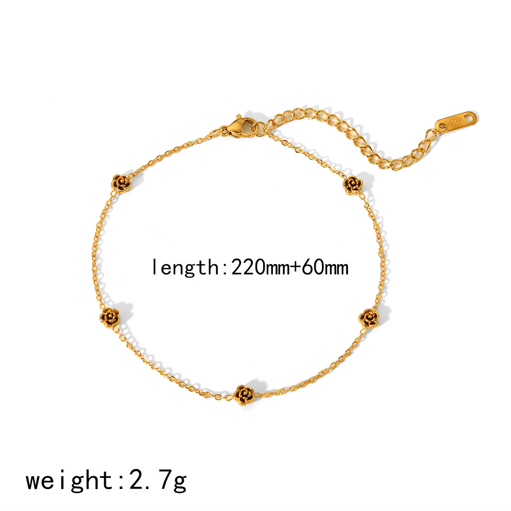 La tobilla de acero de titanio para damas inswind 18k oro inoxidable joyas de pie de rosa no se desvanecen transfronterizas