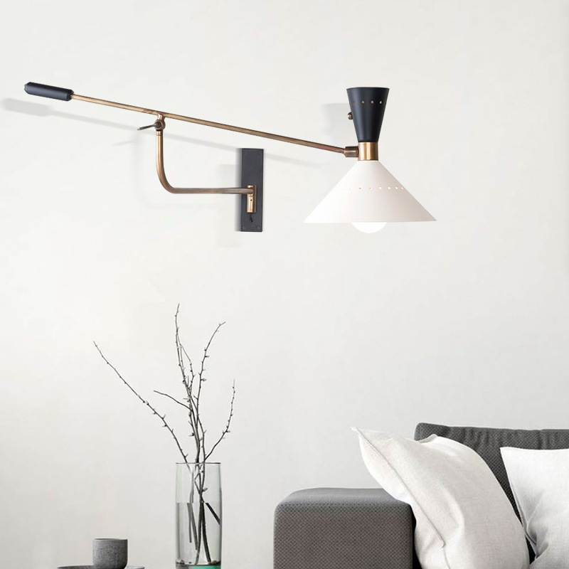 Dormitorio de diseño italiano estilo japonés cabeza de cama muy moderna nórdica creativa sala de estar lámpara de pared de pared de luz de pared giratoria