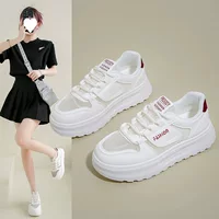 Women’s platform sneakers, breathable mesh, Korean style, white/black/red, EU 35–40