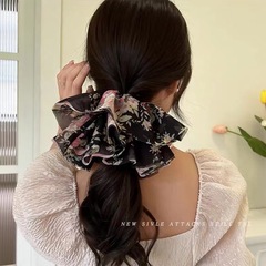 大號碎花大腸發圈高級感扎馬尾頭繩2022年新款氣質超仙發繩頭飾女