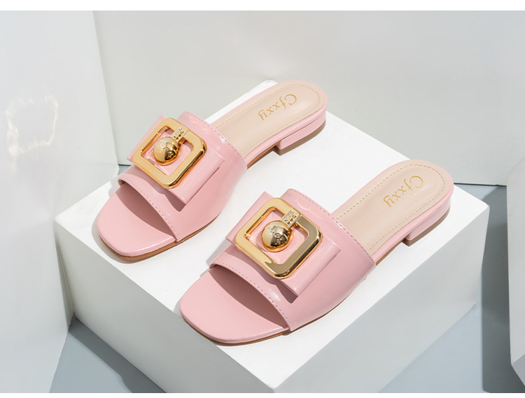 Slides für Mädchen Cross Border Neue Damen-Sandalen mit Metallschnalle und dicken Schuhen_voghion.com