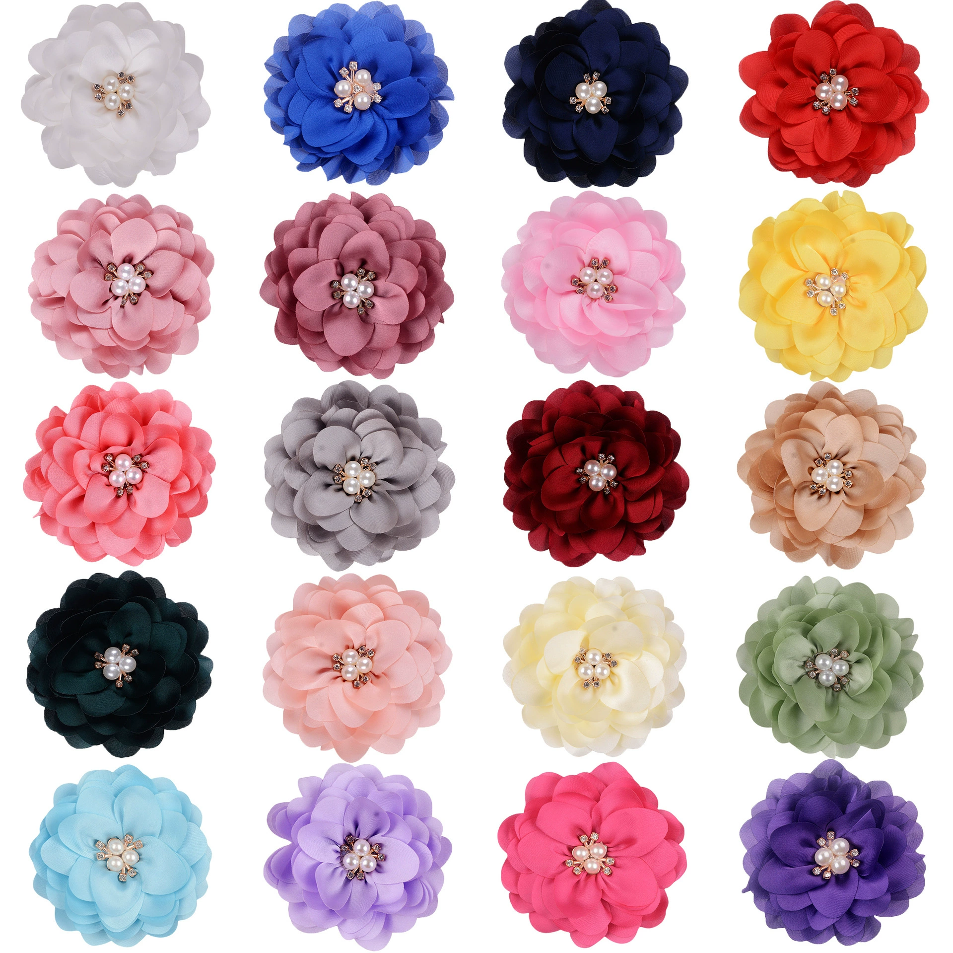 Внешняя торговля 8 см ручной работы атласная шифоновая ткань горный хрусталь жемчужный цветок DIY обувь и головные уборы аксессуары для одежды аксессуары