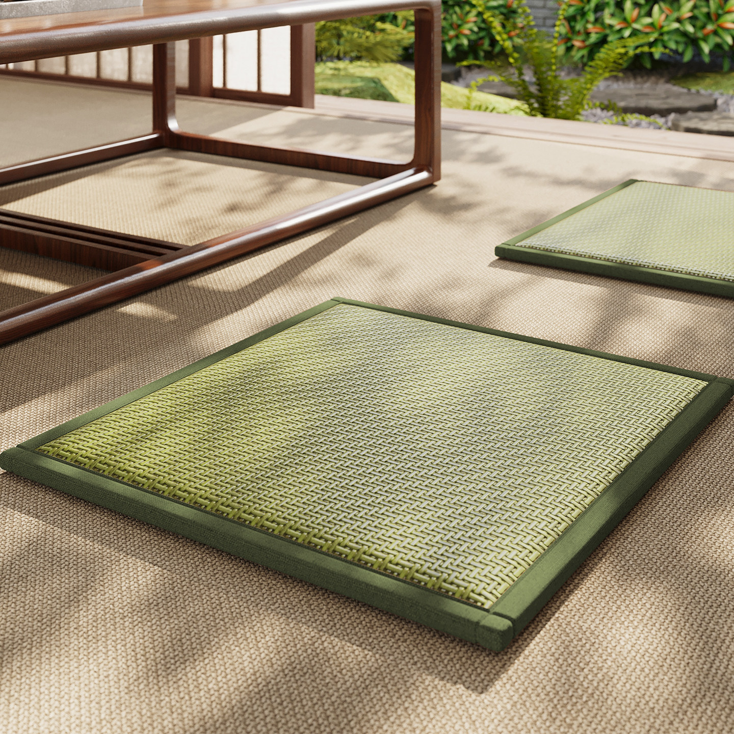 Fútuón verde almohadilla de asiento de verano casero almohadilla de arroz balcón ventana meditación especial pilar de meditación