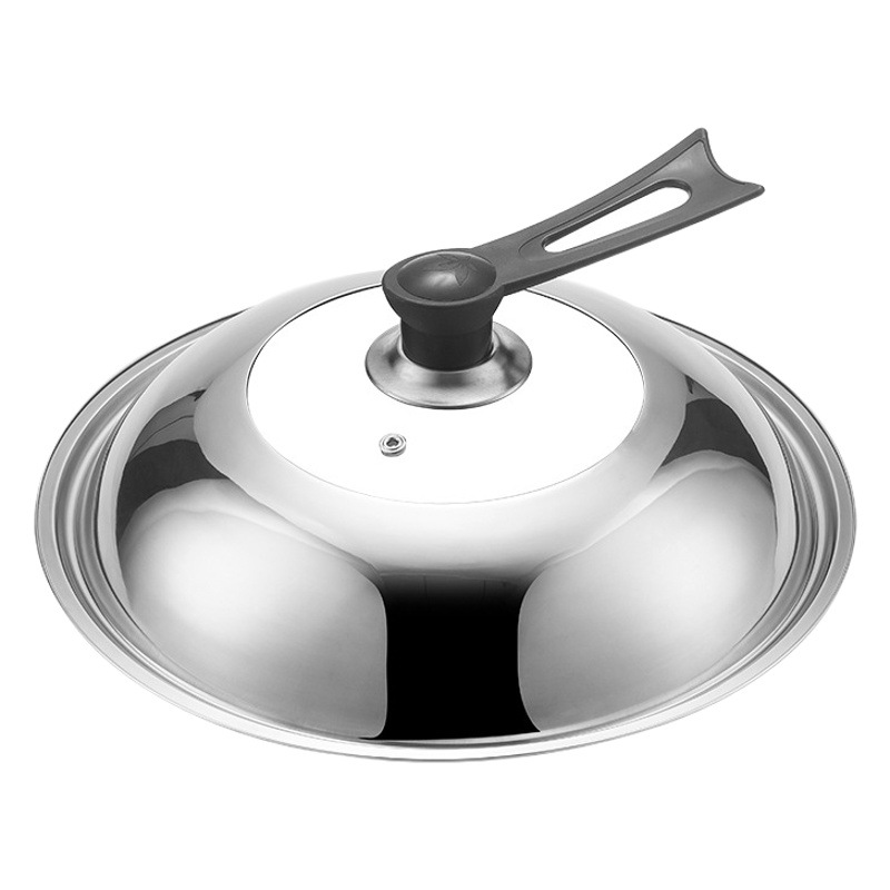 Stainless Steel Pot Lid Explosion-proof Glass Visual Combination Lid 32/34/36 Non-magnetic Household Flat Bottom Wok Lid