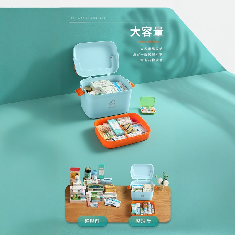 手提家用多功能小型急救箱药品收纳盒大号医疗箱药物医药箱家用|undefined