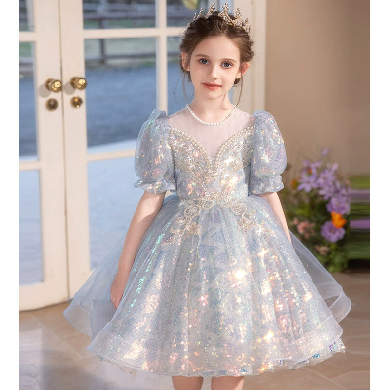 Вечернее платье для девочек, стильное доступное роскошное нишевое платье с цветочным узором для девочек на свадьбу, платье принцессы для маленьких девочек, детское платье для выступления на фортепиано