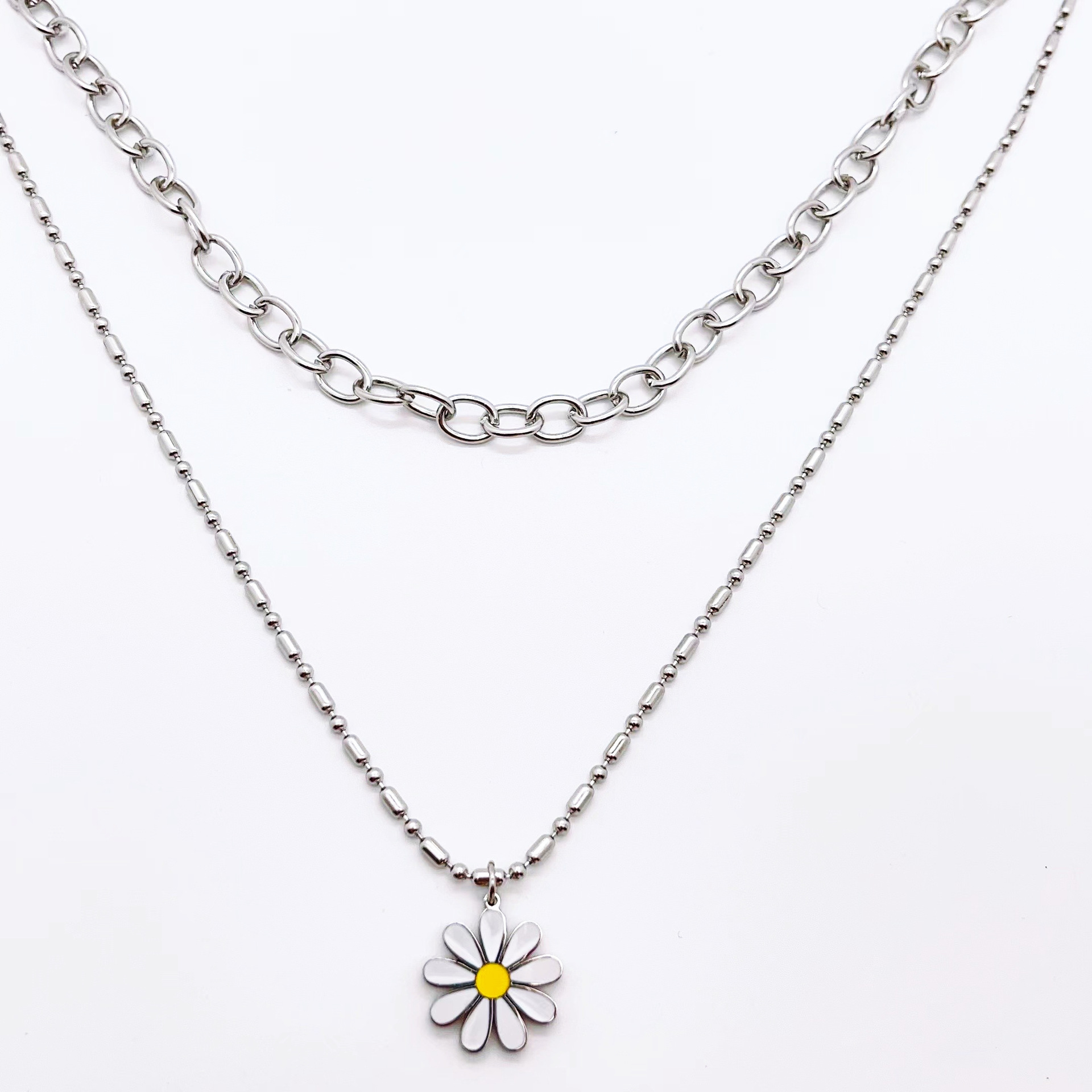 Simple Style Flower Stainless Steel Gold Plated Pendant Necklace 1 Piece