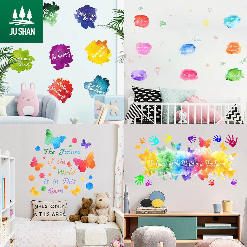 Amazon Cross-Border Wall Stickers Inspirational English Colorful Sticky Notes Background Wall Decoration Stickers Manufacturer Wholesale Waterproof