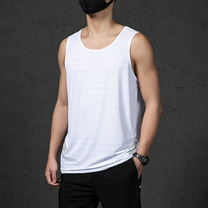 Quick dry silk T-shirt sleevless, thin summer base body-friendly vest, plus size