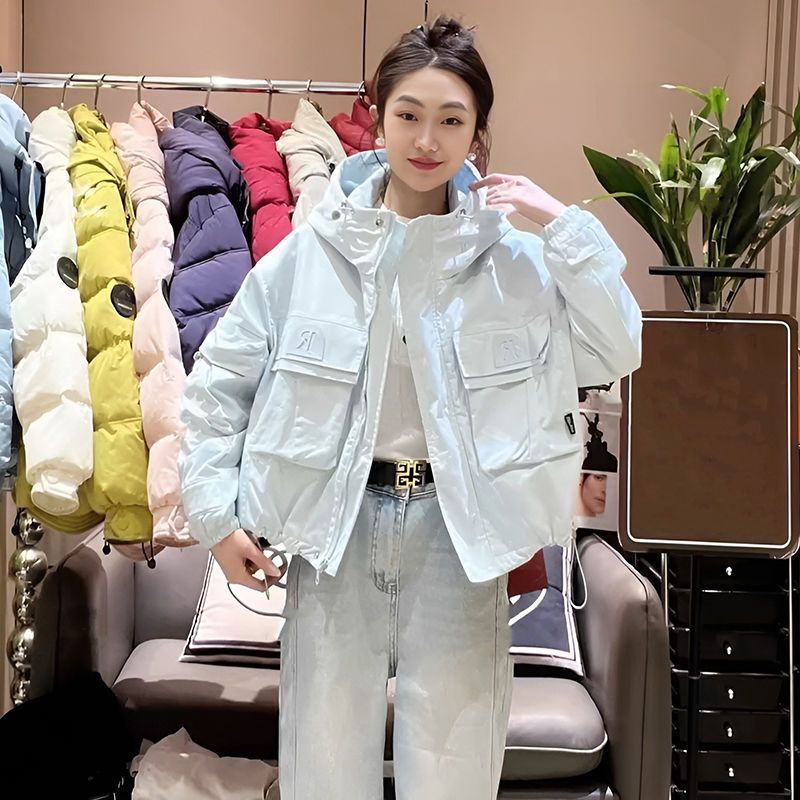 欧货新款长袖大口袋立领春秋冲锋衣短款外套女百搭夹克潮洋气外套|undefined